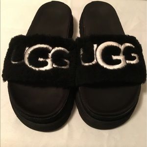 UGG Australia Women’s Laton Fur Slides Black Size USA 12